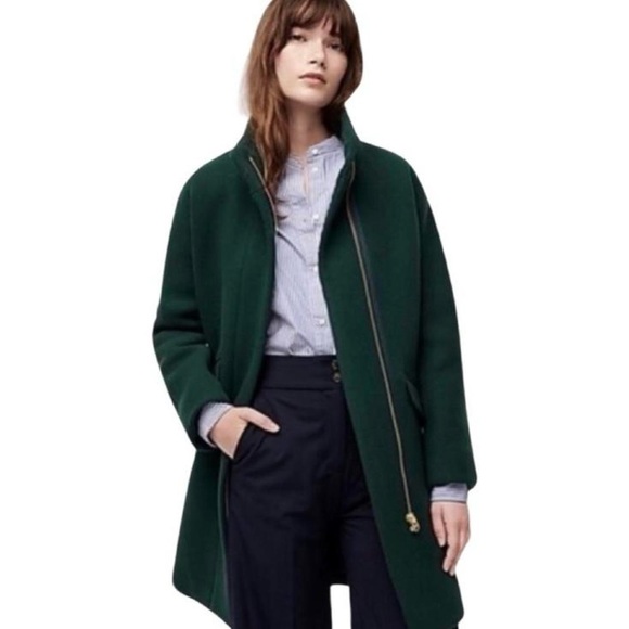J Crew Stadium Wool Cocoon Coat Forest Green 10 - Picture 6 of 12